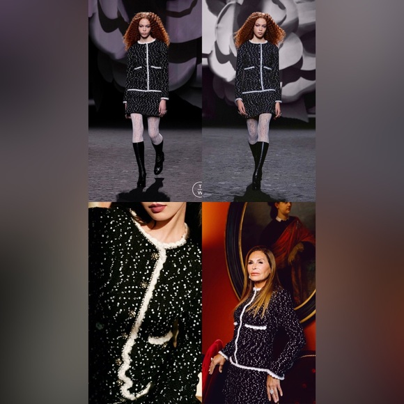 Chanel runway tweed embroidered sequin flower dress jacket - Picture 6 of 11